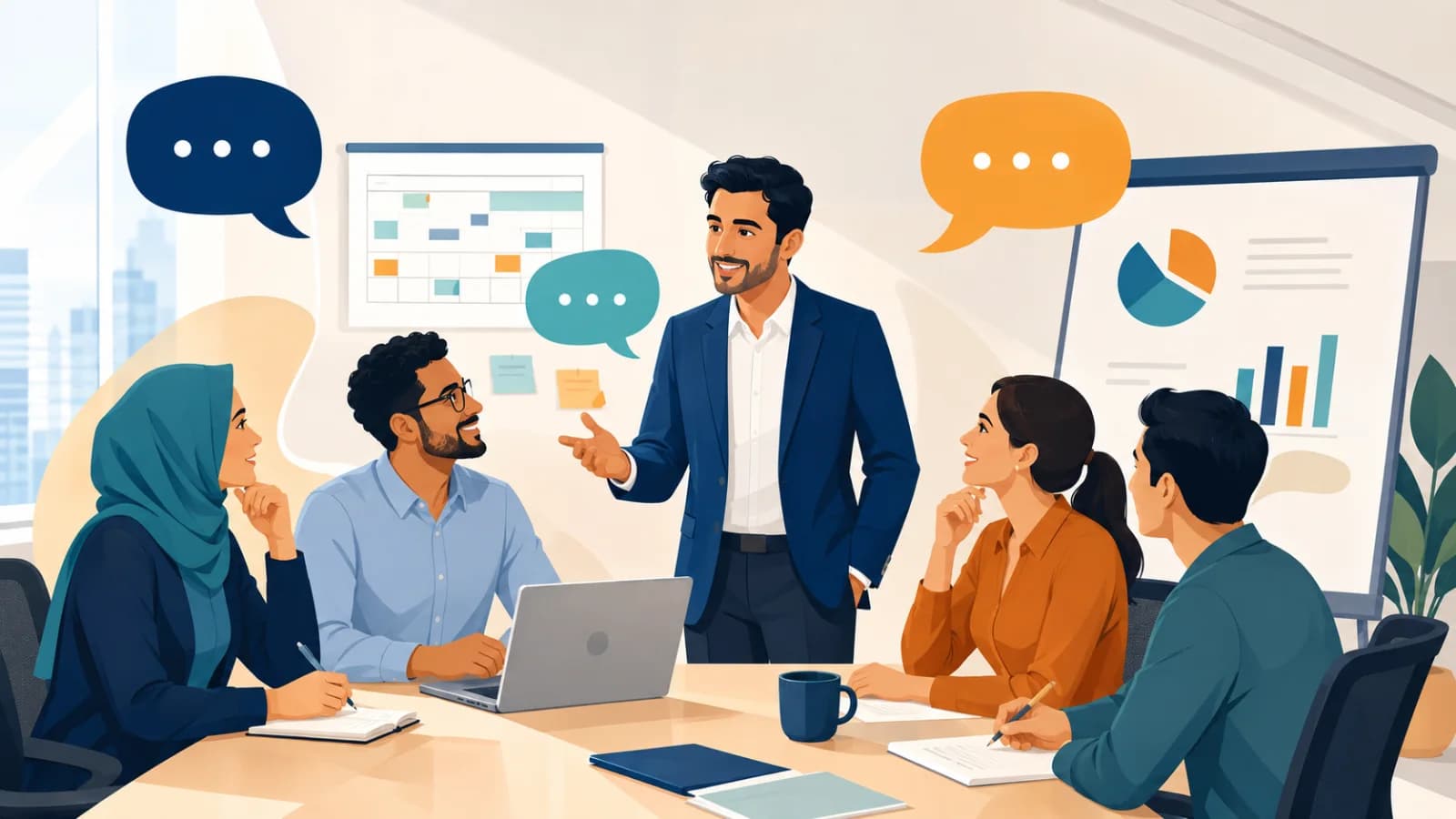 الإنجليزية في العمل: 25 جملة أساسية للاجتماعات والبريد والتواصل