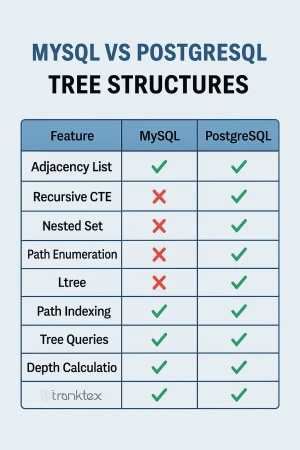 MySQL vs PostgreSQL — Full Comparison Focused on Tree Structures
